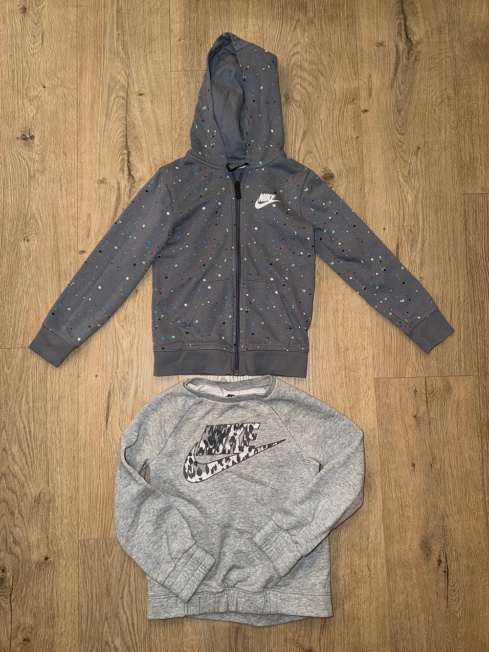 Nike Kids Gray Hooded Zip Jacket with Multicolor Speckle